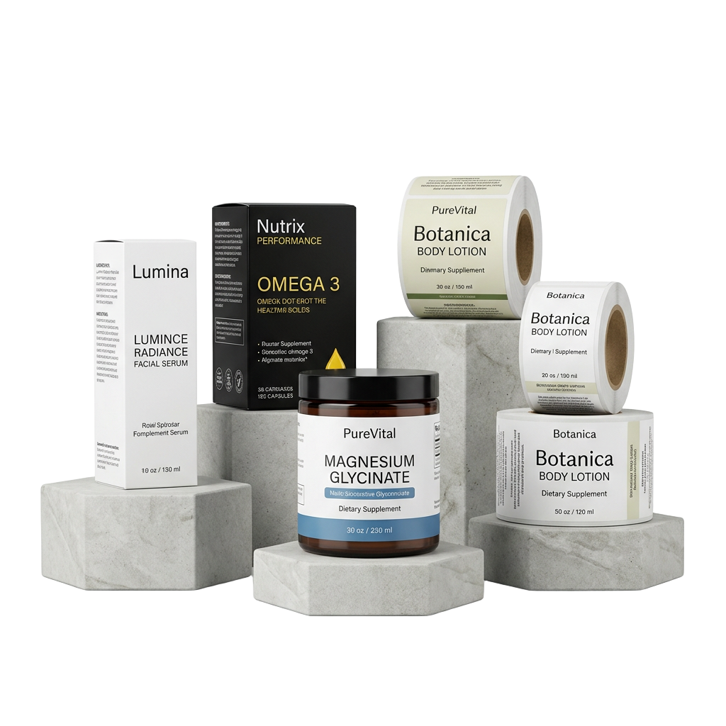 Custom folding cartons and product labels produced by Gateway