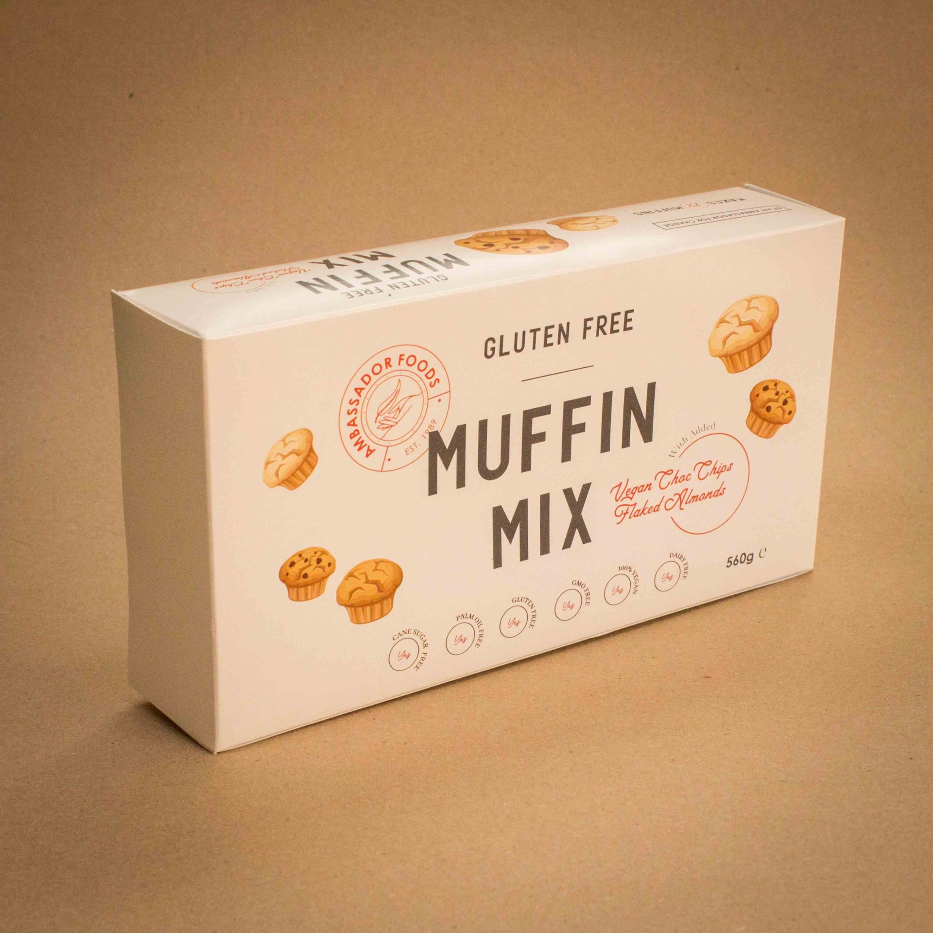 Ambassador Foods gluten free muffin mix folding carton